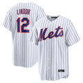 TRASK NY.Mets #12 Francisco Lindor Player White Home Replica Stitched Jerseys