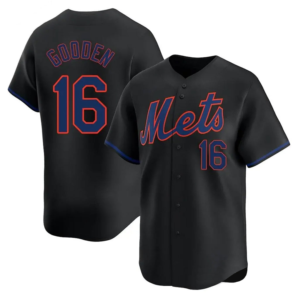 TRASK NY.Mets #16 Dwight Gooden Player Black Alternate Home Limited Stitched Jerseys