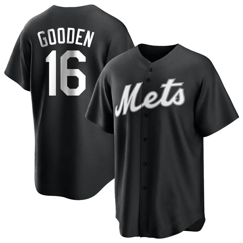 TRASK NY.Mets #16 Dwight Gooden Player Black Home Game Stitched Jerseys