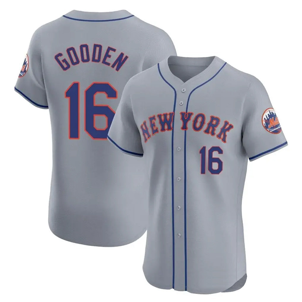 TRASK NY.Mets #16 Dwight Gooden Player Gray Road Limited Elite Home Stitched Jerseys