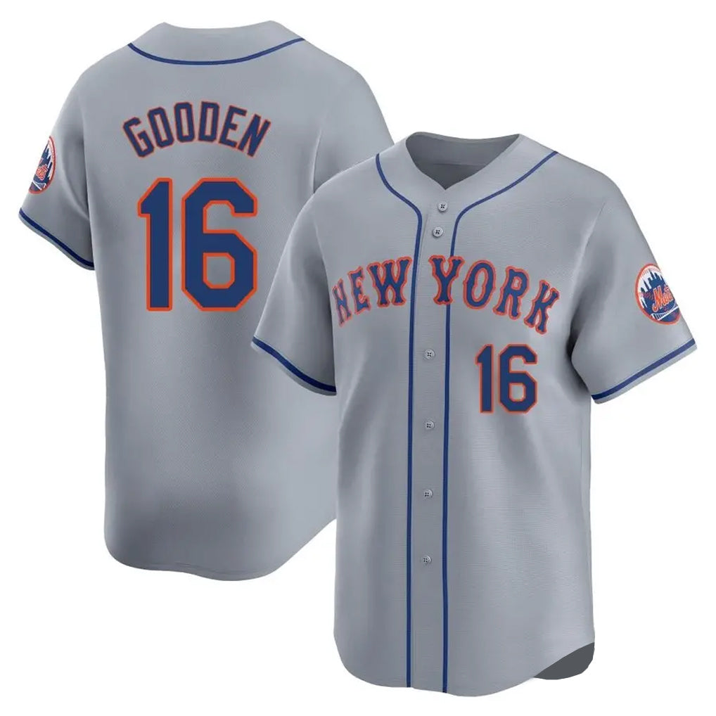 TRASK NY.Mets #16 Dwight Gooden Player Gray Road Limited Home Stitched Jerseys
