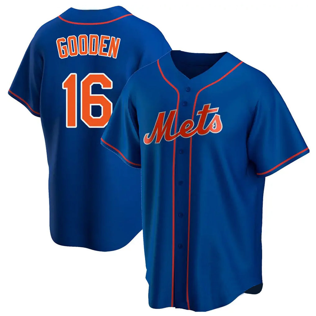 TRASK NY.Mets #16 Dwight Gooden Player Royal Home Game Stitched Jerseys