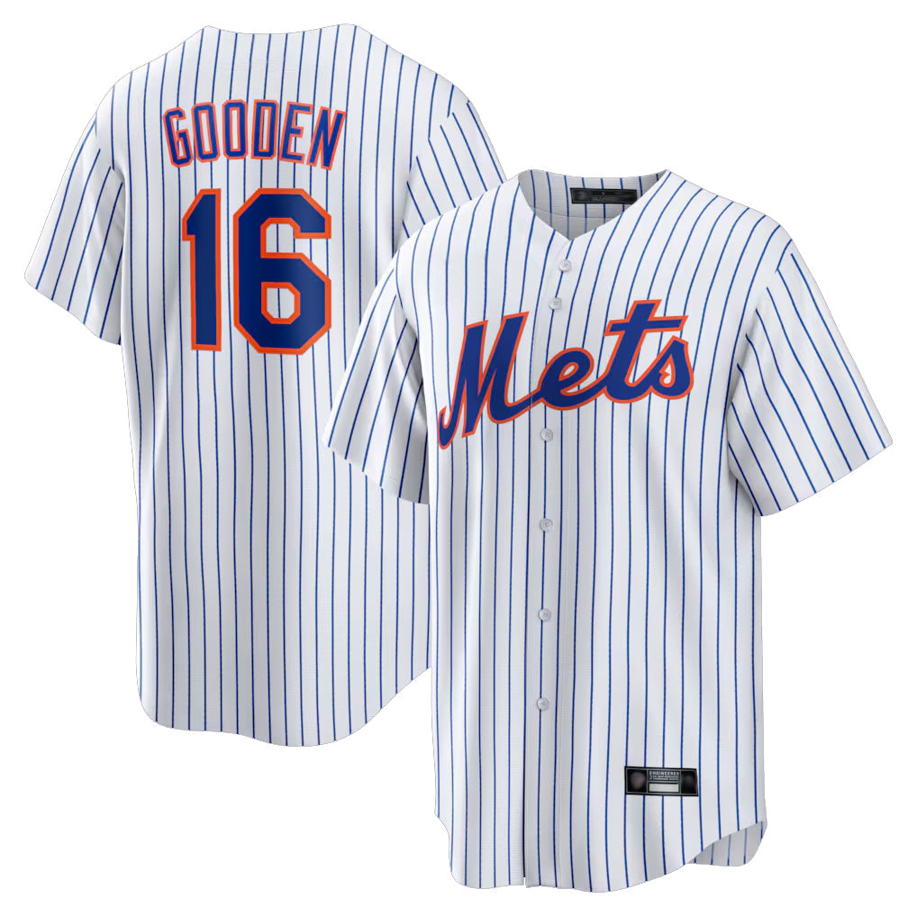 TRASK NY.Mets #16 Dwight Gooden Player White Home Replica Stitched Jerseys