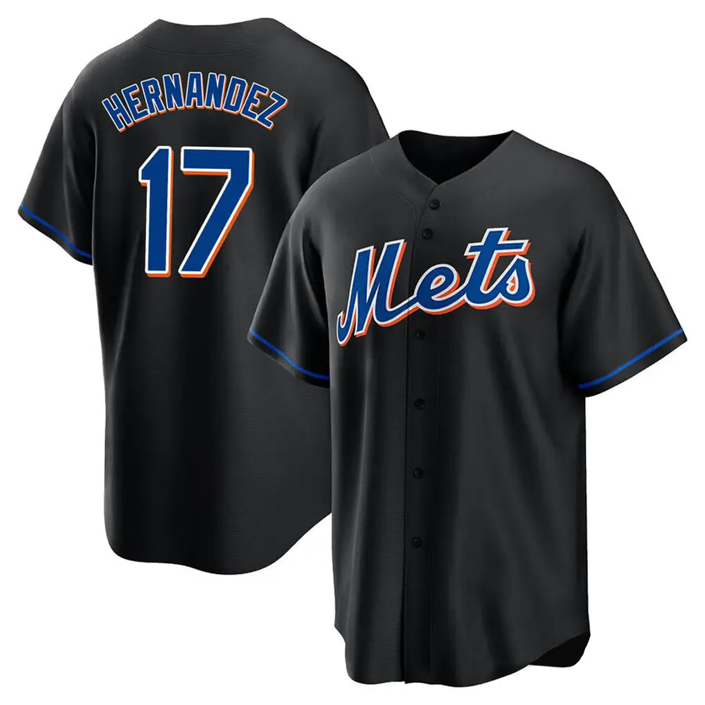 TRASK NY.Mets #17 Keith Hernandez Player Black Replica Home Game Stitched Jerseys