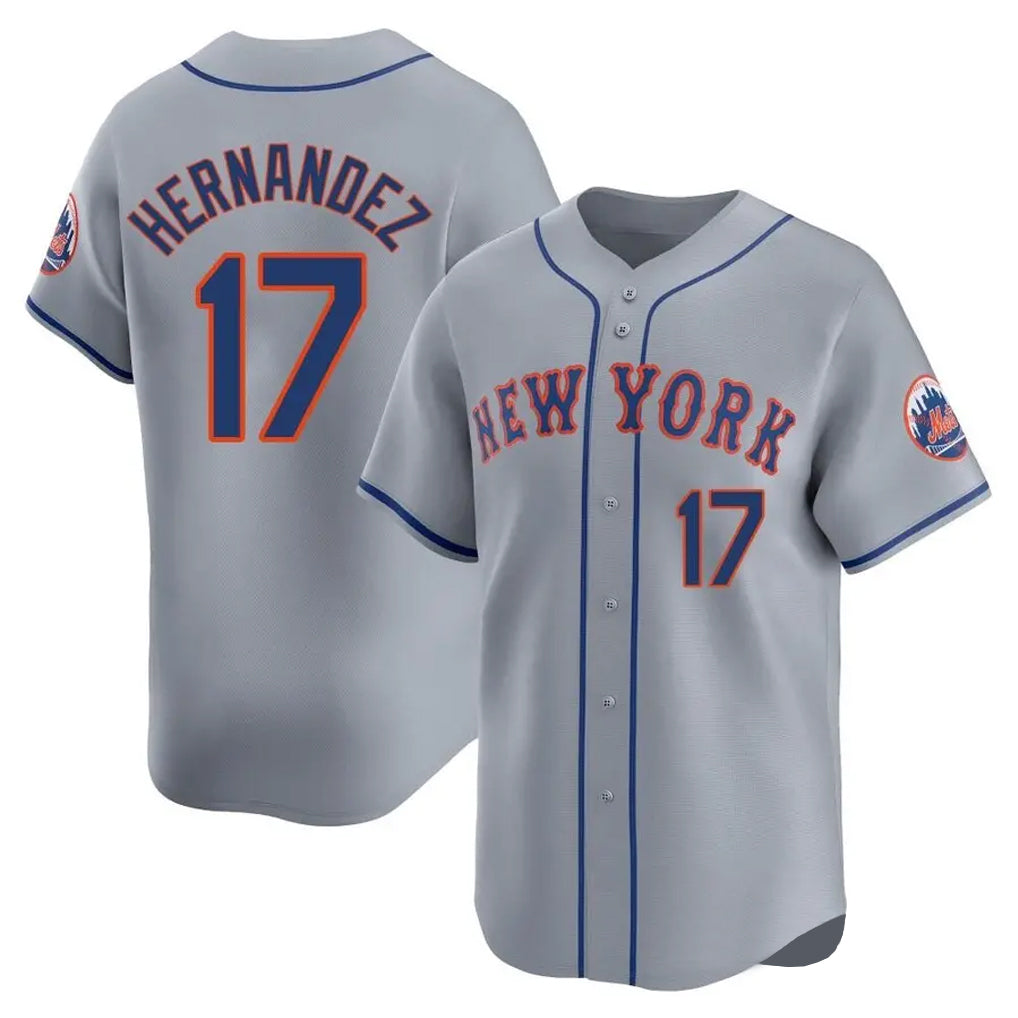 TRASK NY.Mets #17 Keith Hernandez Player Gray Road Limited Home Stitched Jerseys