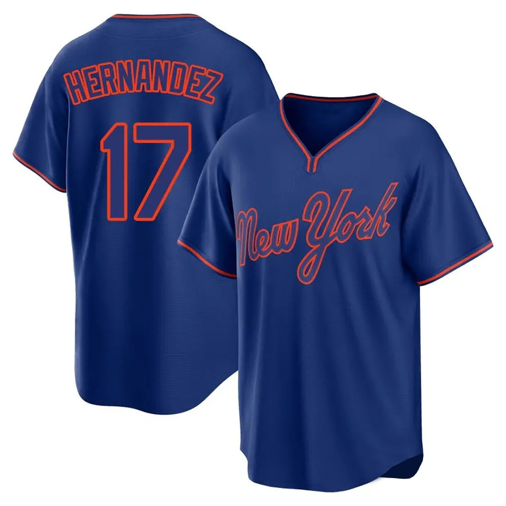 TRASK NY.Mets #17 Keith Hernandez Player Royal T-shirt Home Game Stitched Jerseys