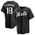 TRASK NY.Mets #18 Darryl Strawberry Player Black Home Game Stitched Jerseys