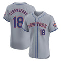 TRASK NY.Mets #18 Darryl Strawberry Player Gray Road Limited Elite Home Stitched Jerseys