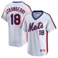 TRASK NY.Mets #18 Darryl Strawberry Player White Cooperstown Collection T-shirt Game Stitched Jerseys