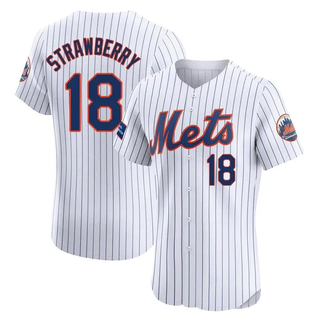 TRASK NY.Mets #18 Darryl Strawberry Player White Home Limited Elite Stitched Jerseys