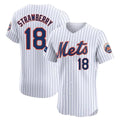 TRASK NY.Mets #18 Darryl Strawberry Player White Home Limited Elite Stitched Jerseys