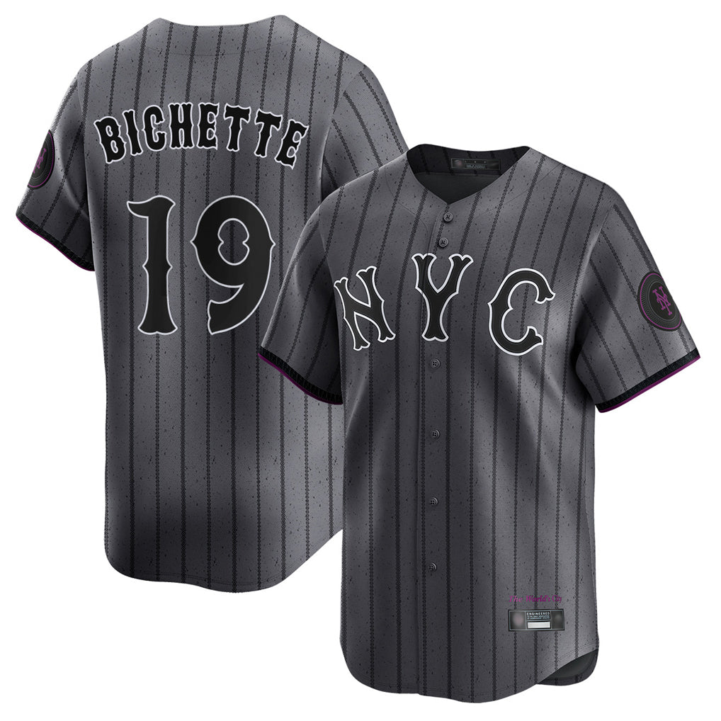 TRASK NY.Mets #19 Bo Bichette Player Gray City Connect Limited Stitched Jerseys