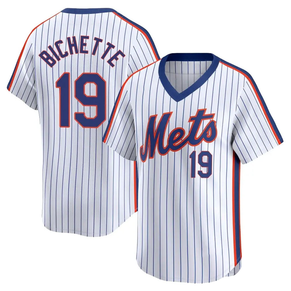 TRASK NY.Mets #19 Bo Bichette Player White Cooperstown Collection T-shirt Game Stitched Jerseys