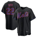 TRASK NY.Mets #22 Juan Soto Player Black Alternate Home Game Stitched Jerseys