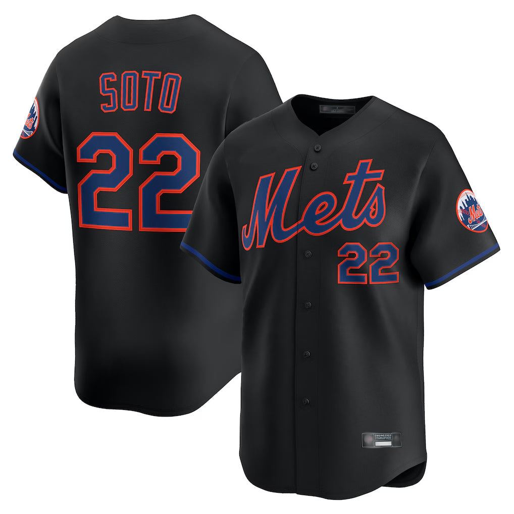 TRASK NY.Mets #22 Juan Soto Player Black Alternate Home Limited Stitched Jerseys