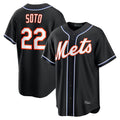 TRASK NY.Mets #22 Juan Soto Player Black Fashion Out Game Stitched Jerseys