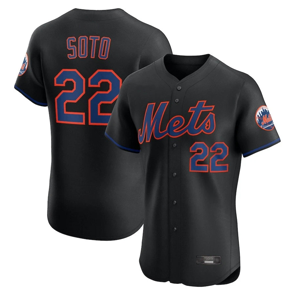 TRASK NY.Mets #22 Juan Soto Player Black Home Limited Elite Stitched Jerseys