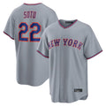 TRASK NY.Mets #22 Juan Soto Player Gray Road Home Game Stitched Jerseys