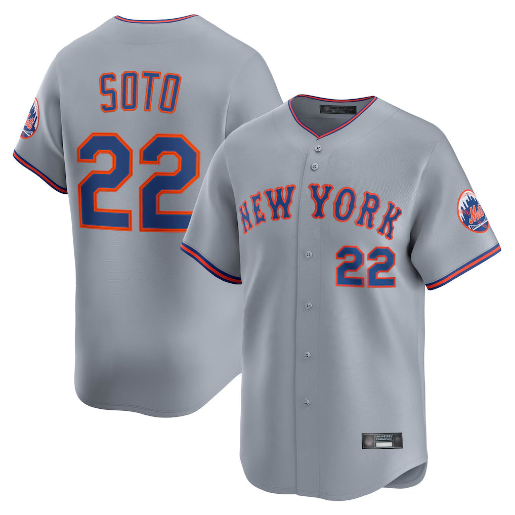 TRASK NY.Mets #22 Juan Soto Player Gray Road Limited Home Stitched Jerseys