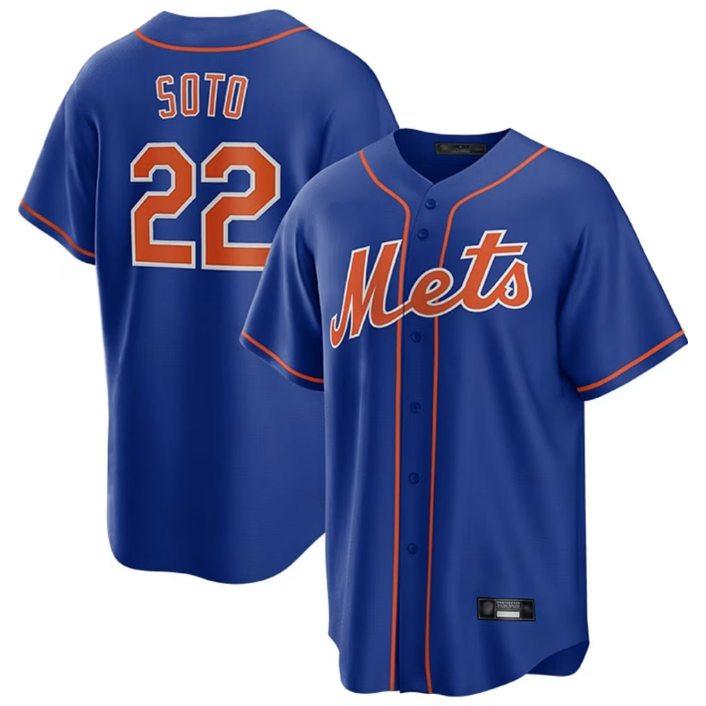 TRASK NY.Mets #22 Juan Soto Player Royal Home Game Stitched Jerseys