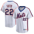 TRASK NY.Mets #22 Juan Soto Player White Cooperstown Collection T-shirt Game Stitched Jerseys
