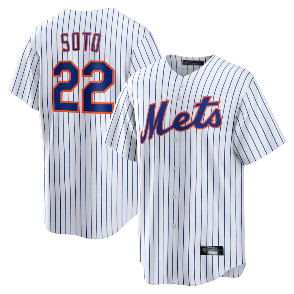 TRASK NY.Mets #22 Juan Soto Player White Home Game Stitched Jerseys