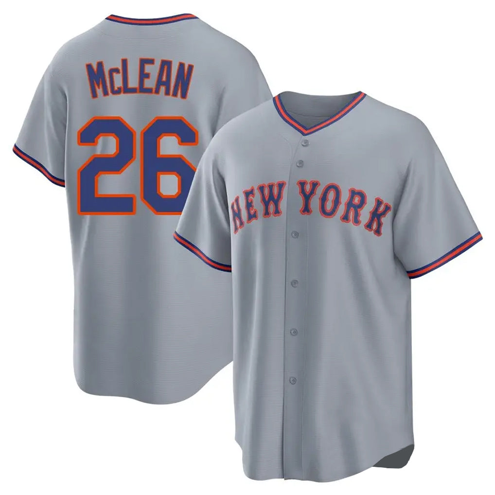 TRASK NY.Mets #26 Nolan McLean Player Gray Road Home Game Stitched Jerseys