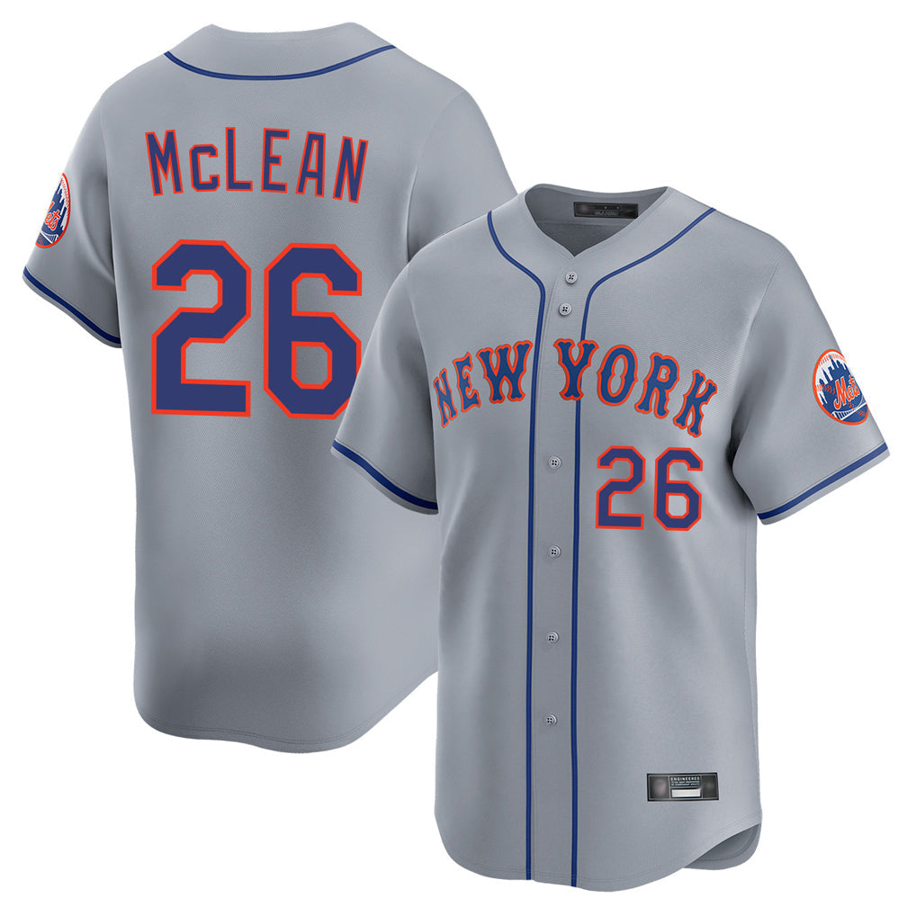 TRASK NY.Mets #26 Nolan McLean Player Gray Road Limited Home Stitched Jerseys