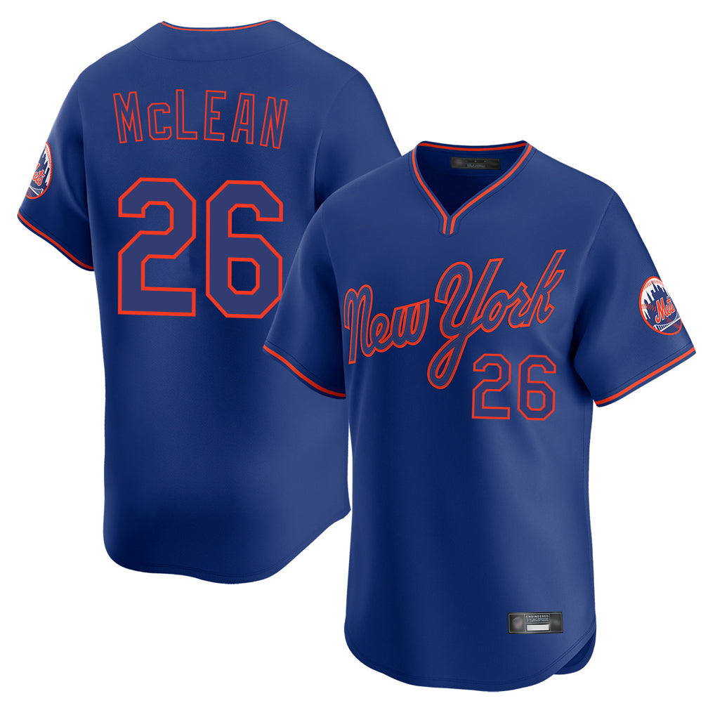 TRASK NY.Mets #26 Nolan McLean Player Royal T-shirt Home Limited Elite Stitched Jerseys