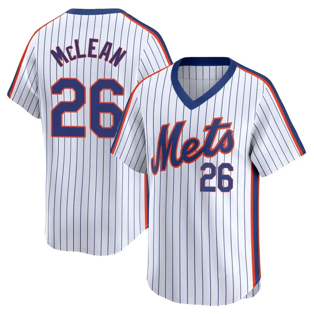 TRASK NY.Mets #26 Nolan McLean Player White Cooperstown Collection T-shirt Game Stitched Jerseys