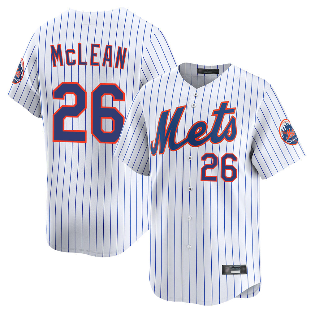 TRASK NY.Mets #26 Nolan McLean Player White Home Replica Stitched Jerseys