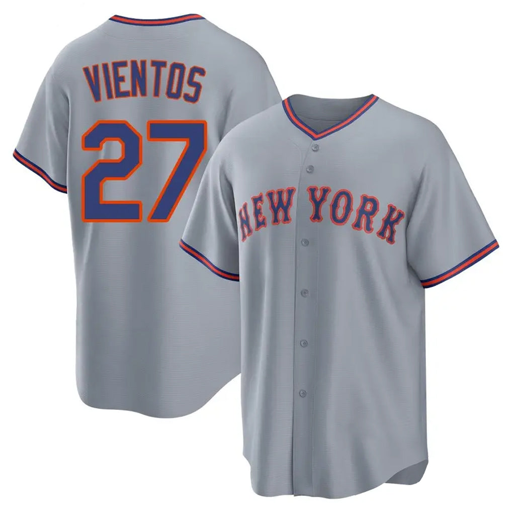 TRASK NY.Mets #27 Mark Vientos Player Gray Road Home Game Stitched Jerseys