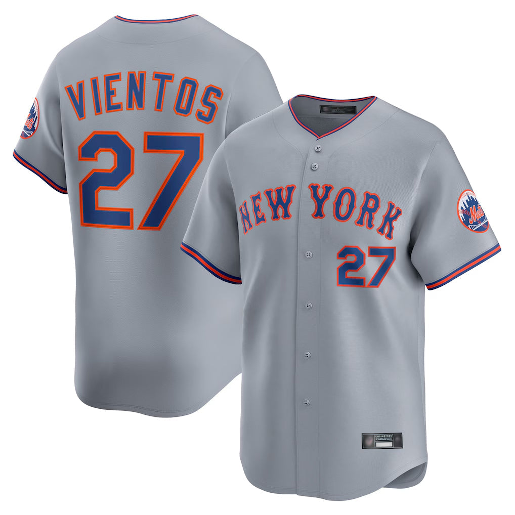 TRASK NY.Mets #27 Mark Vientos Player Gray Road Limited Home Stitched Jerseys