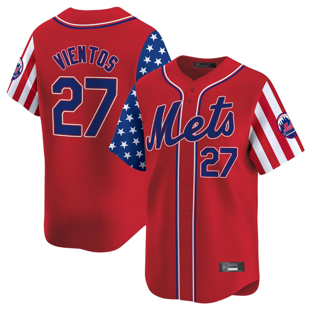 TRASK NY.Mets #27 Mark Vientos Player Red 2025 Independence Day Vapor Premier Limited  Stitched Jerseys