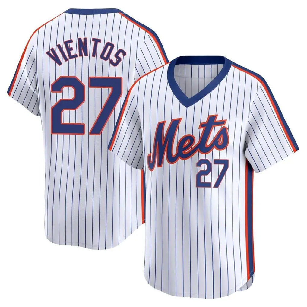 TRASK NY.Mets #27 Mark Vientos Player White Cooperstown Collection T-shirt Game Stitched Jerseys