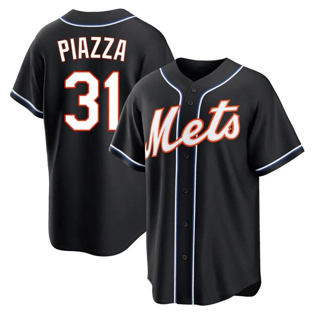 TRASK NY.Mets #31 Mike Piazza Player Black Fashion Out Game Stitched Jerseys