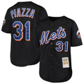 TRASK NY.Mets #31 Mike Piazza Player Black Mitchell & Ness Cooperstown Collection Home Limited Stitched Jerseys