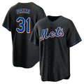 TRASK NY.Mets #31 Mike Piazza Player Black Replica Home Game Stitched Jerseys