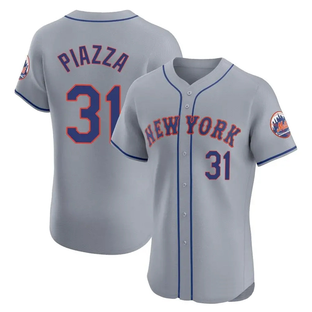TRASK NY.Mets #31 Mike Piazza Player Gray Road Limited Elite Home Stitched Jerseys