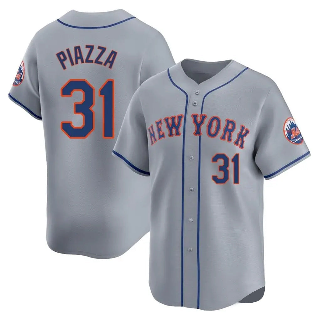 TRASK NY.Mets #31 Mike Piazza Player Gray Road Limited Home Stitched Jerseys