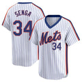 TRASK NY.Mets #34 Kodai Senga Player White Cooperstown Collection T-shirt Game Stitched Jerseys