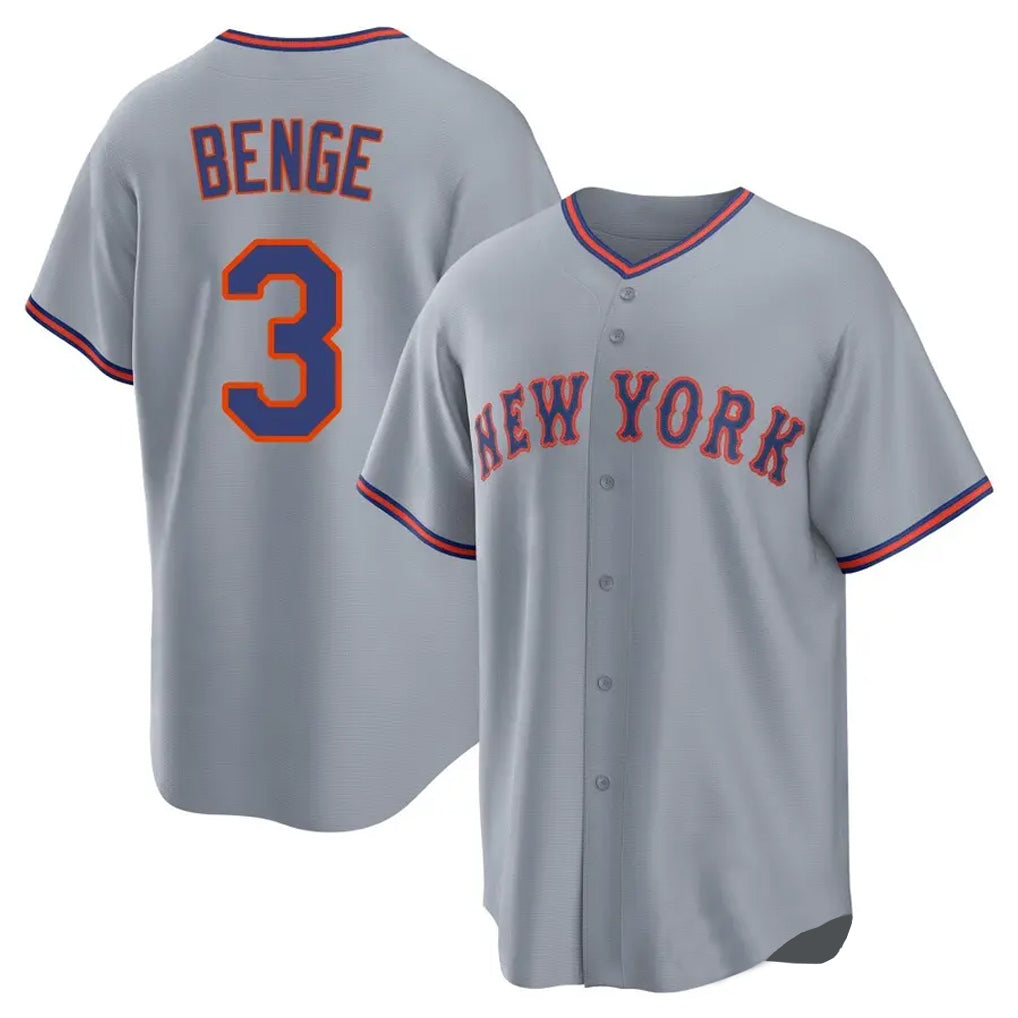 TRASK NY.Mets #3 Carson Benge Player Gray Road Home Game Stitched Jerseys
