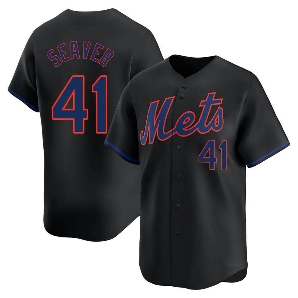 TRASK NY.Mets #41 Tom Seaver Player Black Alternate Home Limited Stitched Jerseys