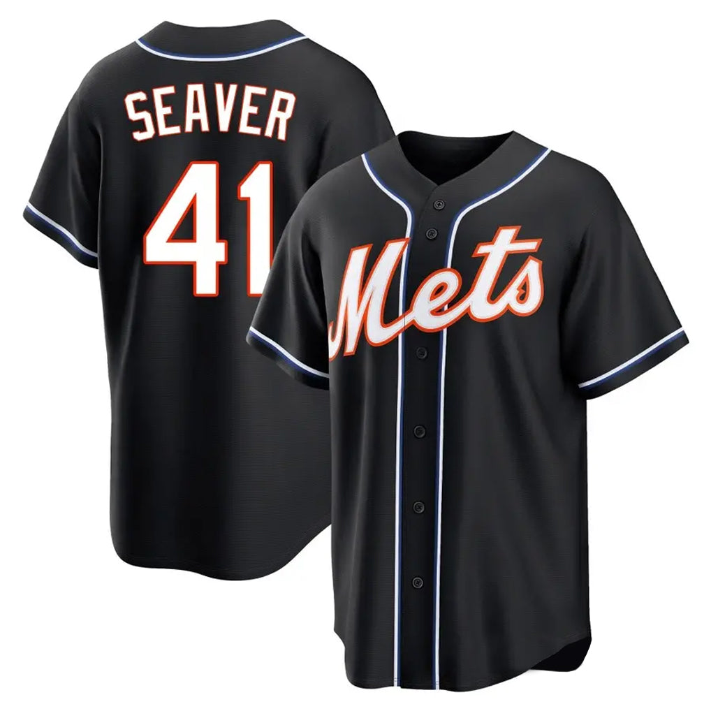 TRASK NY.Mets #41 Tom Seaver Player Black Fashion Out Game Stitched Jerseys