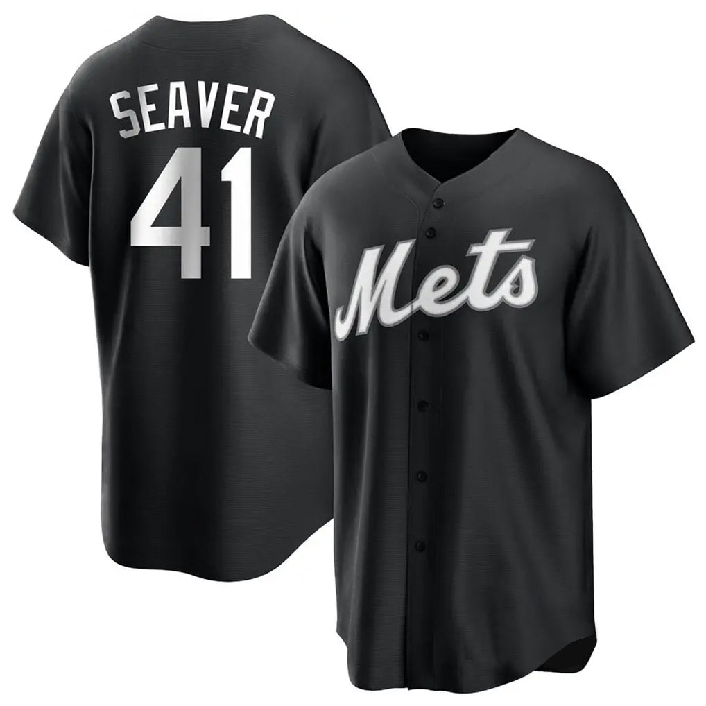 TRASK NY.Mets #41 Tom Seaver Player Black Home Game Stitched Jerseys