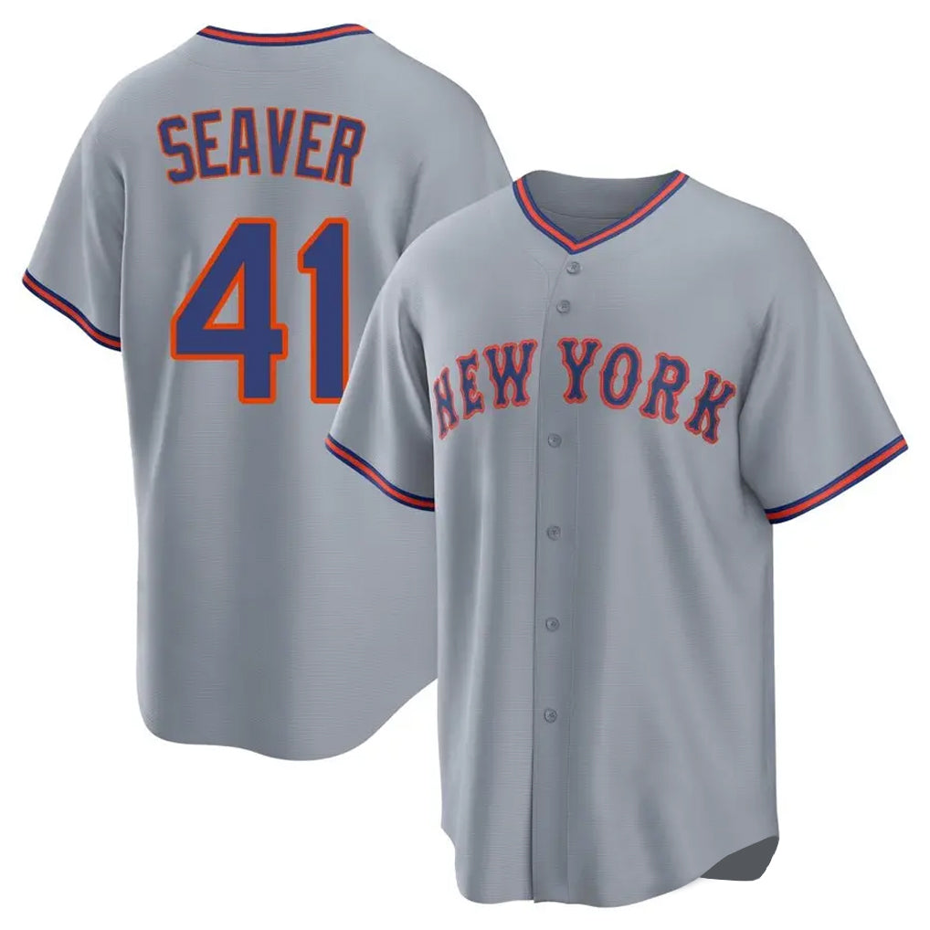 TRASK NY.Mets #41 Tom Seaver Player Gray Road Home Game Stitched Jerseys