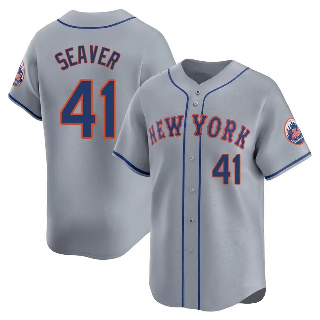 TRASK NY.Mets #41 Tom Seaver Player Gray Road Limited Home Stitched Jerseys