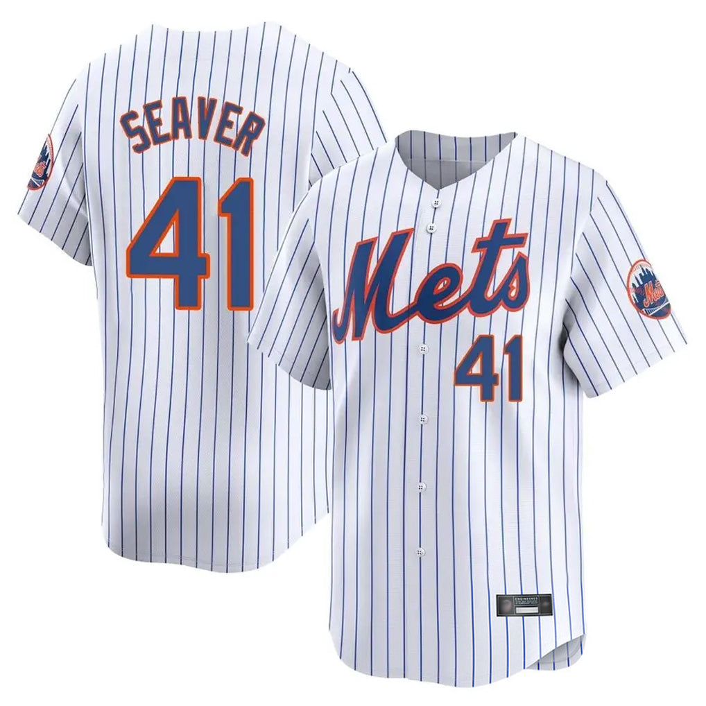 TRASK NY.Mets #41 Tom Seaver Player White Home Replica Stitched Jerseys