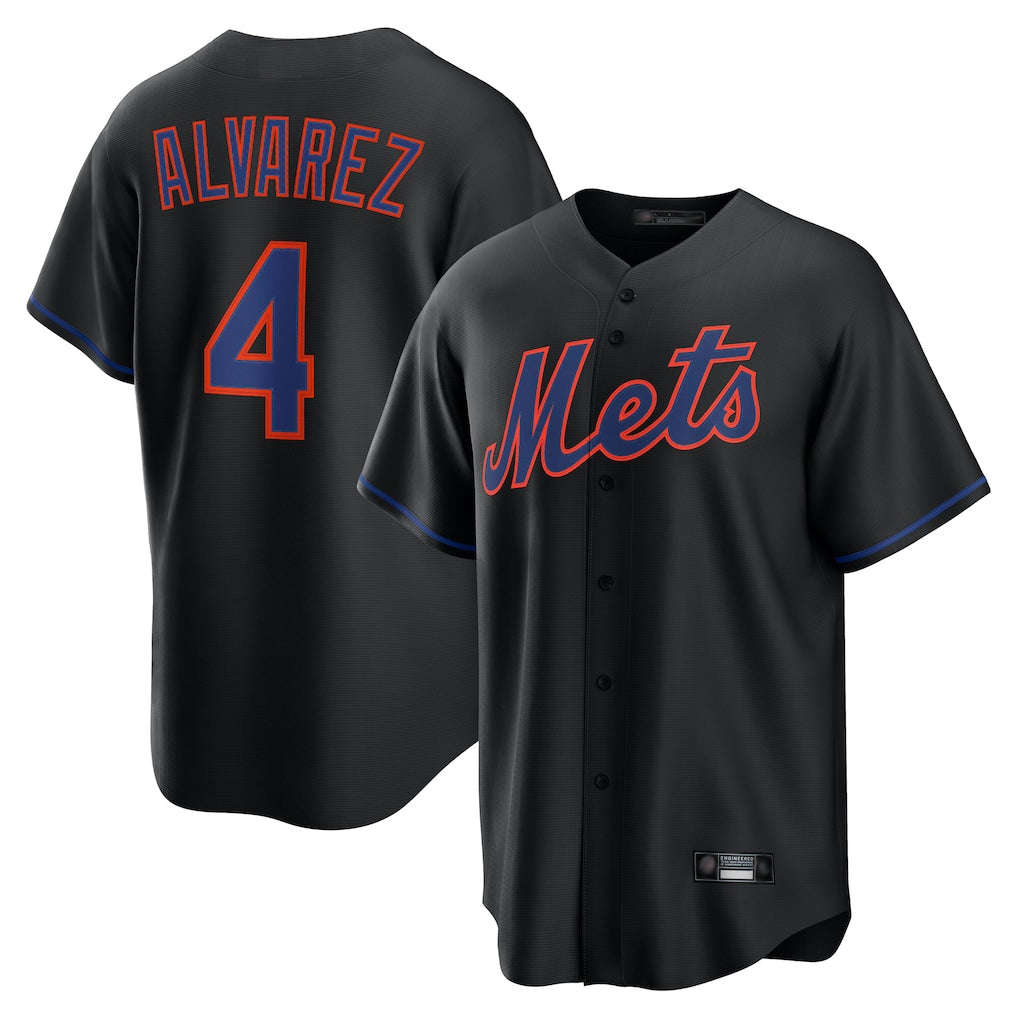 TRASK NY.Mets #4 Francisco Alvarez Player Black Alternate Home Game Stitched Jerseys
