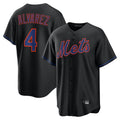 TRASK NY.Mets #4 Francisco Alvarez Player Black Alternate Home Game Stitched Jerseys